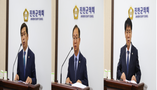 (사진 좌로부터) 이재명, 김성우, 임정열 의원이 5분 자유발언을 하고 있다.